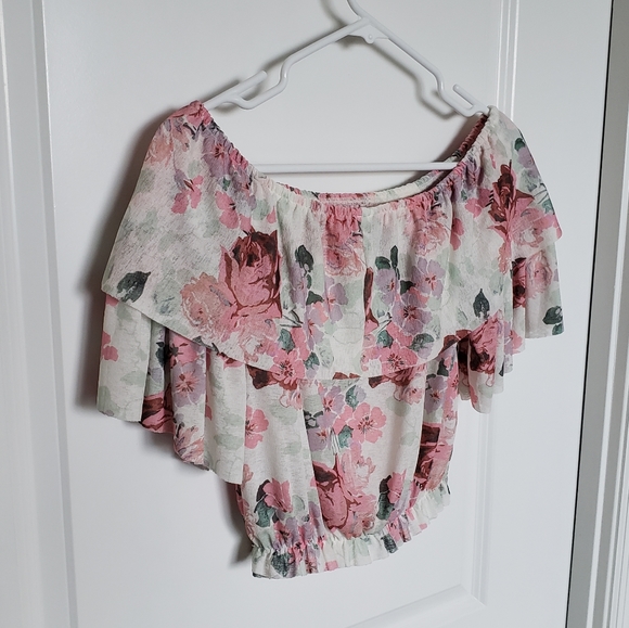 ASOS Floral Off-the-Shoulder Ruffled Crop Top - Picture 8 of 13